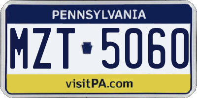 PA license plate MZT5060