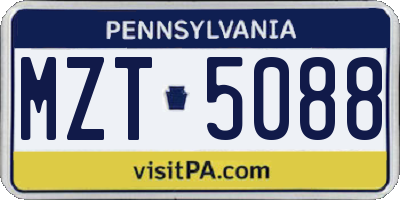 PA license plate MZT5088