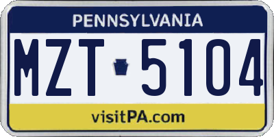 PA license plate MZT5104