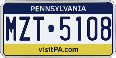PA license plate MZT5108