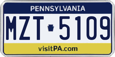 PA license plate MZT5109
