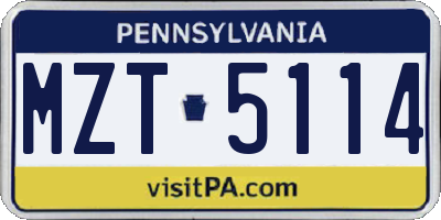 PA license plate MZT5114