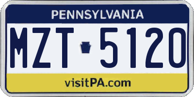 PA license plate MZT5120
