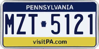PA license plate MZT5121