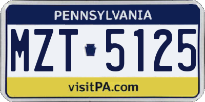 PA license plate MZT5125