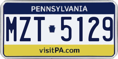 PA license plate MZT5129