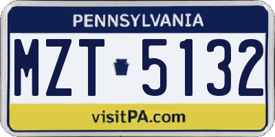 PA license plate MZT5132