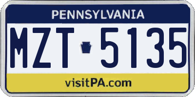 PA license plate MZT5135