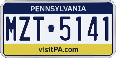 PA license plate MZT5141