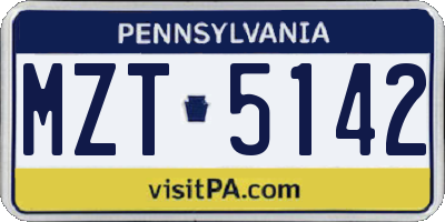 PA license plate MZT5142