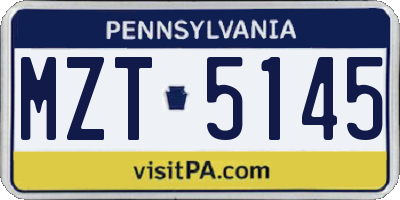 PA license plate MZT5145