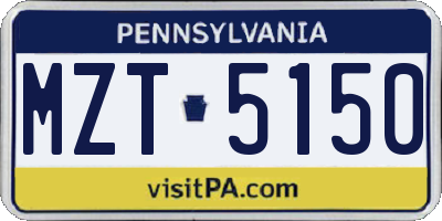 PA license plate MZT5150