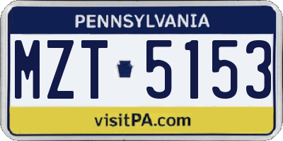 PA license plate MZT5153
