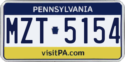 PA license plate MZT5154