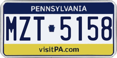 PA license plate MZT5158