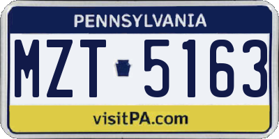 PA license plate MZT5163