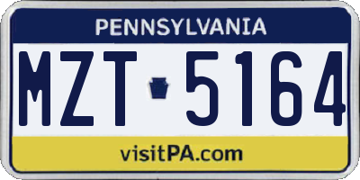 PA license plate MZT5164