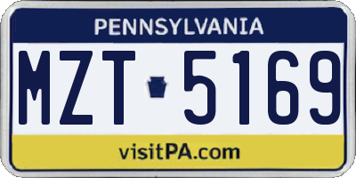 PA license plate MZT5169