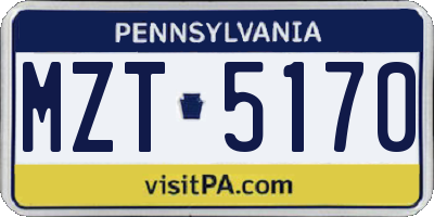 PA license plate MZT5170