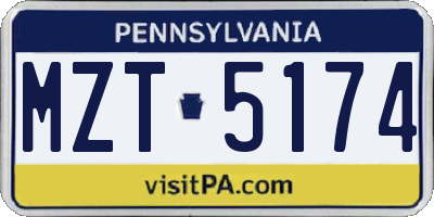 PA license plate MZT5174