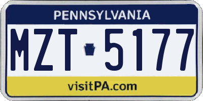 PA license plate MZT5177