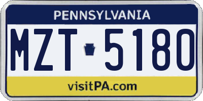 PA license plate MZT5180