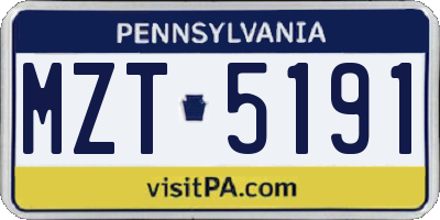PA license plate MZT5191