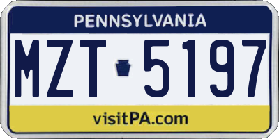 PA license plate MZT5197