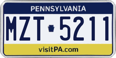 PA license plate MZT5211