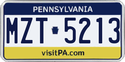 PA license plate MZT5213