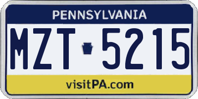 PA license plate MZT5215