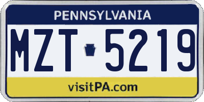 PA license plate MZT5219