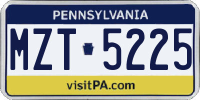 PA license plate MZT5225