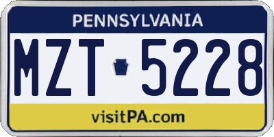 PA license plate MZT5228