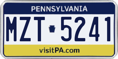 PA license plate MZT5241