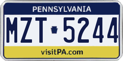 PA license plate MZT5244