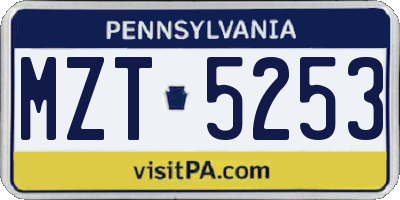 PA license plate MZT5253