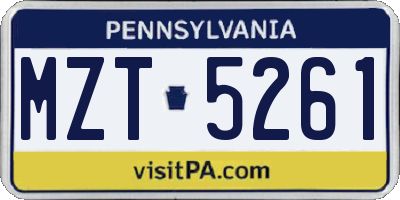 PA license plate MZT5261
