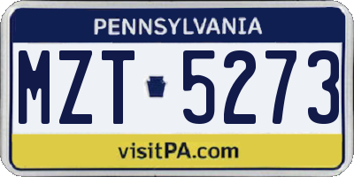 PA license plate MZT5273