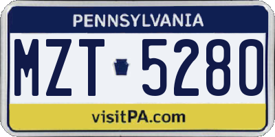 PA license plate MZT5280