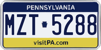 PA license plate MZT5288