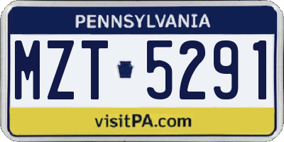PA license plate MZT5291