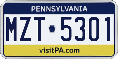 PA license plate MZT5301