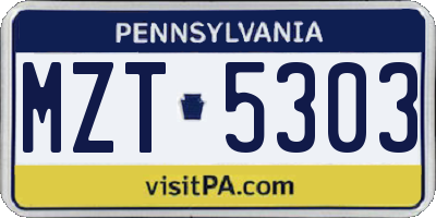 PA license plate MZT5303