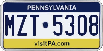 PA license plate MZT5308
