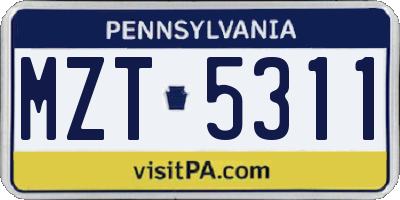 PA license plate MZT5311