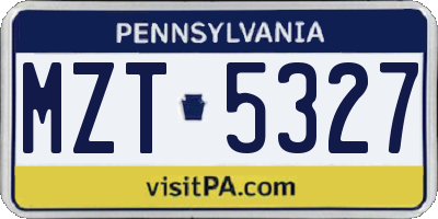 PA license plate MZT5327