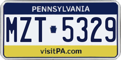 PA license plate MZT5329