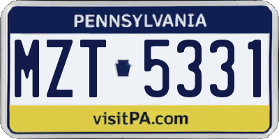 PA license plate MZT5331