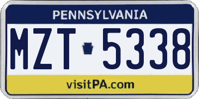 PA license plate MZT5338